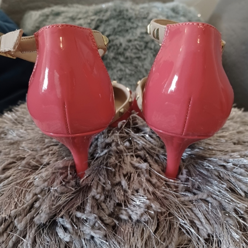 Sole Society Coral Pink Studded High Heel Shoes Size 5 - Picture 4 of 7